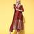 Women maroon & gold-toned ethnic motifs woven design kurta with palazzos