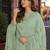 Green heavy natural crepe semi stitched suit with embroidery & zarkhan work