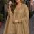 Brown heavy natural crepe semi stitched suit with embroidery & zarkhan work