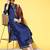 Women navy blue ethnic motifs woven design sequined kurta with trousers & dupatta