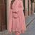 Peach heavy natural crepe semi stitched suit with embroidery & zarkhan work