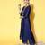 Women navy blue ethnic motifs woven design sequined kurta with trousers & dupatta
