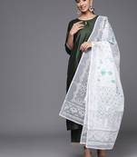 Women green sequinned liva kurta with palazzos & with dupatta