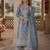 Sky-blue chinon readymade palazzo suit with embroidery sequence work