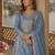 Sky-blue chinon readymade palazzo suit with embroidery sequence work