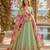 Green shimmer free size stitched anarkali suit with sequence embroidery foil stich work