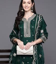 Women ethnic motifs embroidered gotta patti kurta with trousers & dupatta