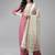 Pink & off white ethnic mottifs yoke design kurta with palazzos & dupatta