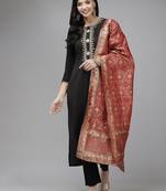 Embroidered sequinned kurta with trousers & dupatta