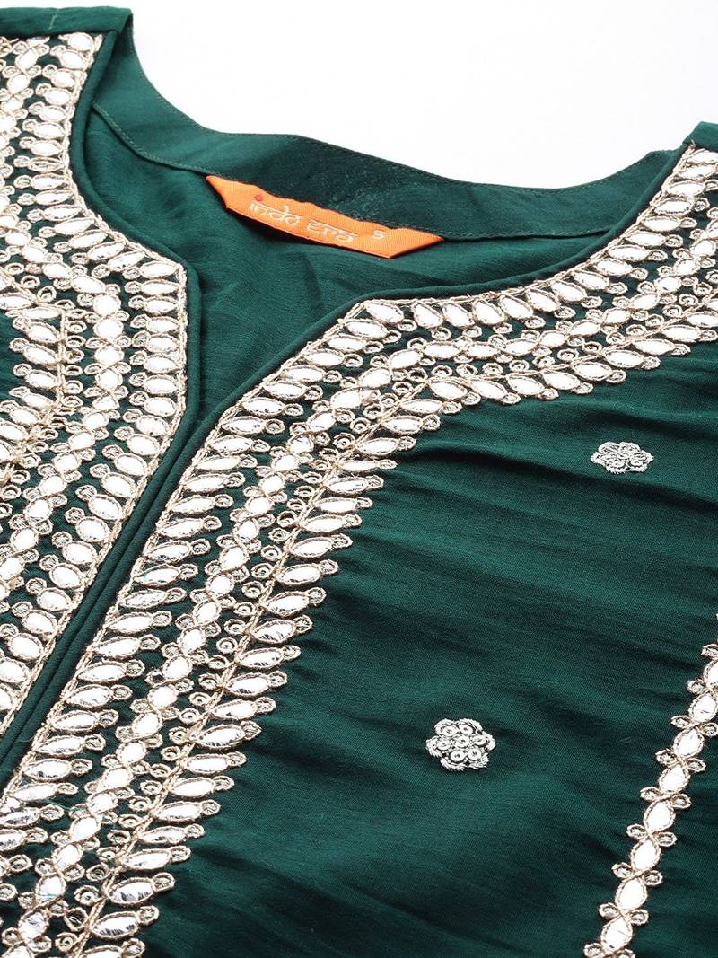 Women ethnic motifs embroidered gotta patti kurta with trousers & dupatta