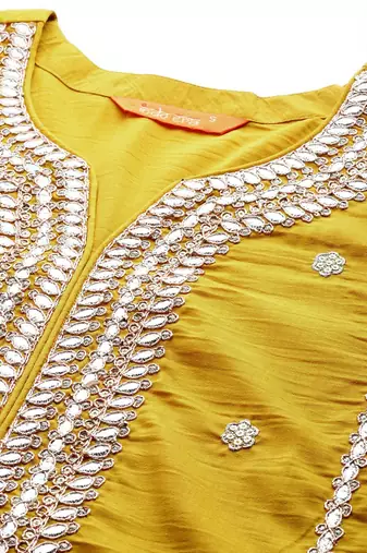 Women ethnic motifs embroidered gotta patti kurta with trousers & dupatta