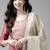 Pink & off white ethnic mottifs yoke design kurta with palazzos & dupatta