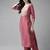 Pink & off white ethnic mottifs yoke design kurta with palazzos & dupatta