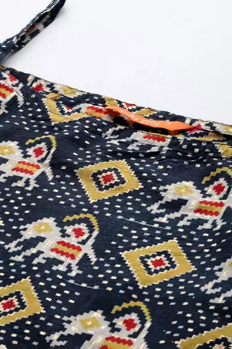 Women blue ethnic motifs printed kurta with trousers & with dupatta