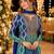 Blue chinon free size stitched anarkali suits with embroidery & sequence work
