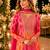 Pink chinon free size stitched anarkali suits with embroidery & sequence work