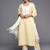 Women yellow embroidered thread work kurta with trousers & dupatta