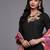Women black embroidered kurta with palazzos & with dupatta