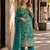 Teal green chinon semi stitched suit with multi digital printed work