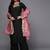 Women black embroidered kurta with palazzos & with dupatta