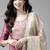 Women pink yoke design regular kurta with palazzos & dupatta