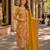 Mustard chinon semi stitched suit with multi digital printed work