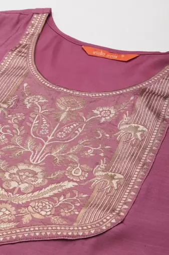 Women pink yoke design regular kurta with palazzos & dupatta
