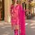 Magenta chinon semi stitched suit with multi digital printed work