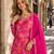 Magenta chinon semi stitched suit with multi digital printed work
