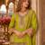 Parrot-green chinon readymade palazzo suit with codding dori & sequence work