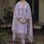 Lavender & pink floral embroidered thread work linen kurta set