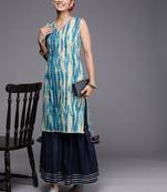 Women blue dyed kurta with sharara