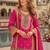 Rani-pink chinon readymade palazzo suit with codding dori & sequence work