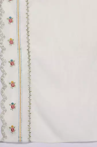 Women embroidered thread work pure cotton kurta with trousers & with dupatta