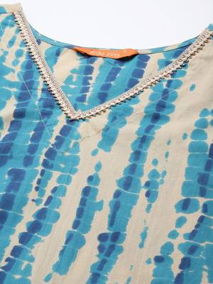 Women blue dyed kurta with sharara 2
