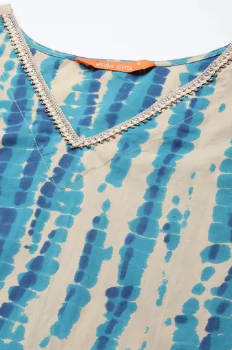 Women blue dyed kurta with sharara