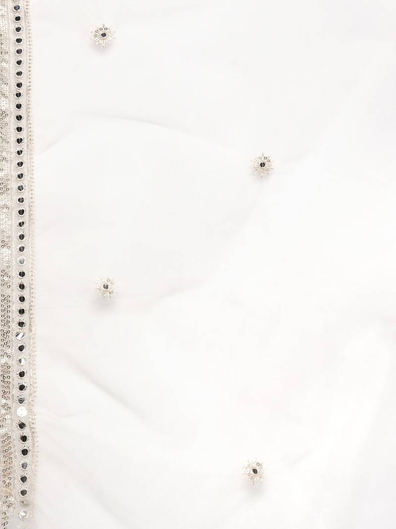 Women white ethnic motifs embroidered republic day kurta with trousers & with dupatta