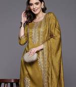 Women ethnic motifs embroidered regular sequinned kurta with trousers & dupatta