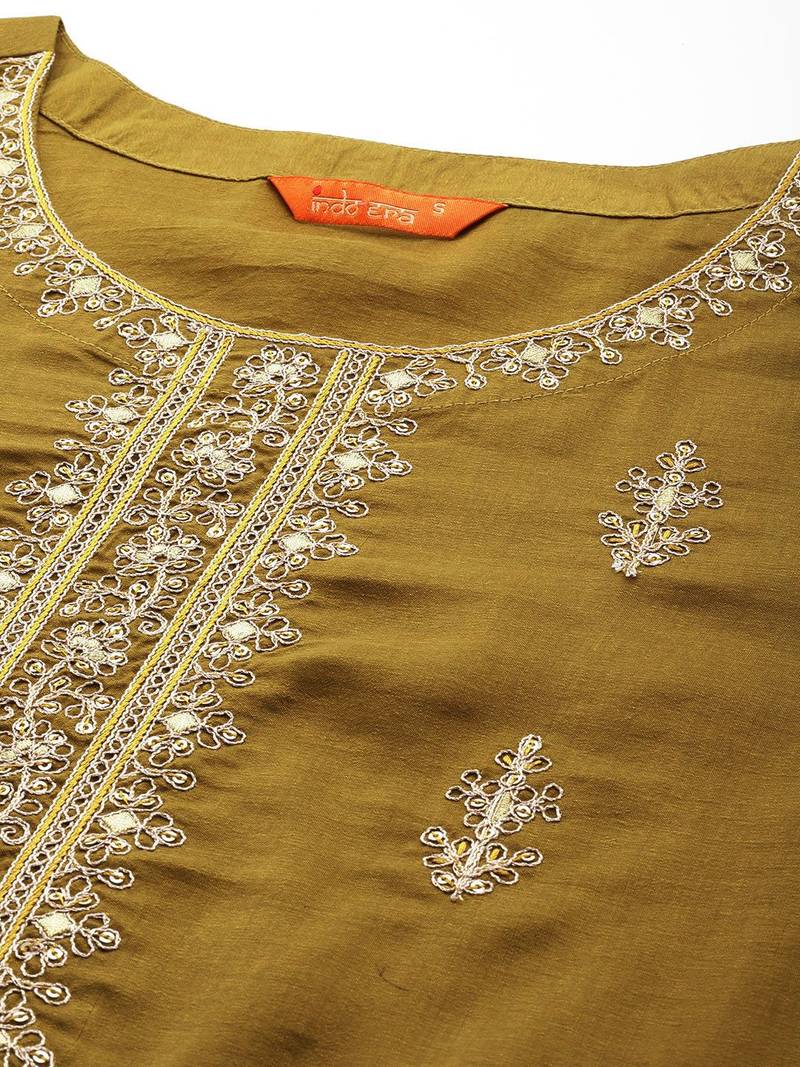 Women ethnic motifs embroidered regular sequinned kurta with trousers & dupatta