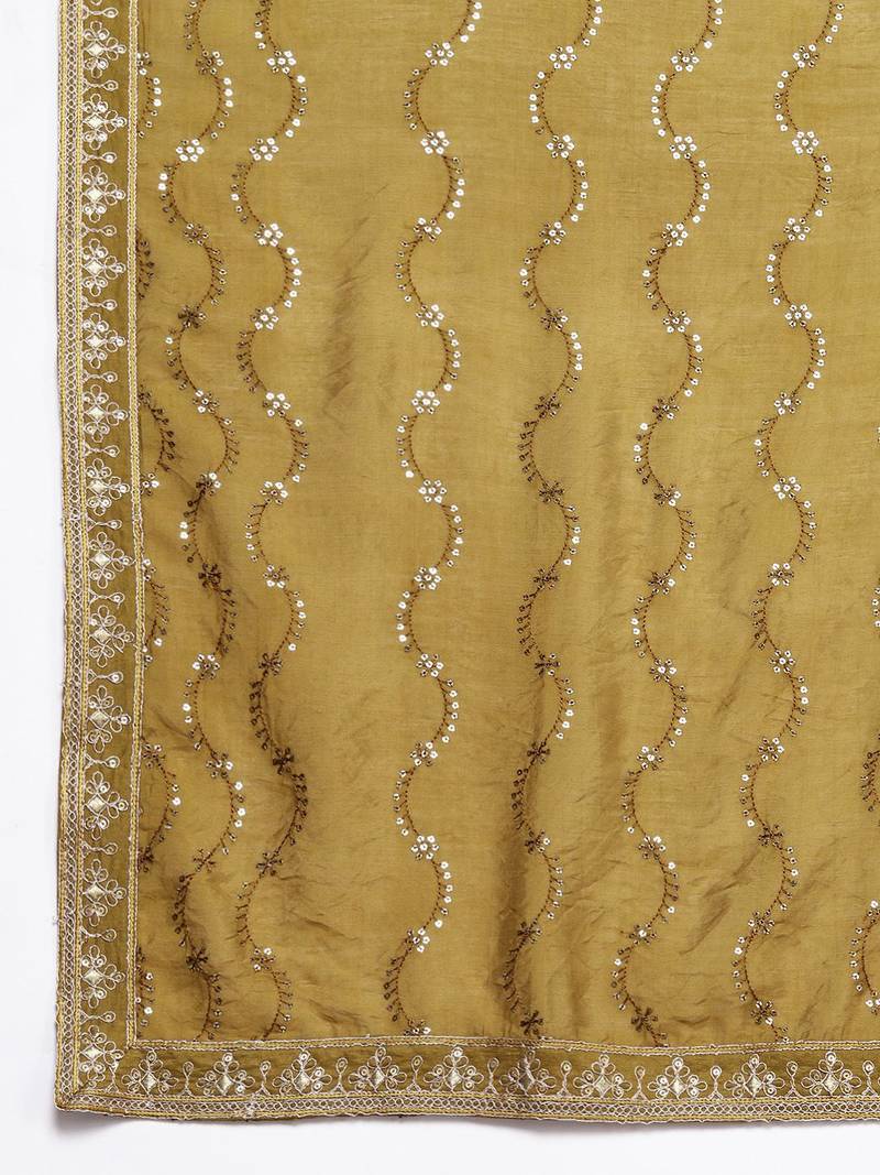 Women ethnic motifs embroidered regular sequinned kurta with trousers & dupatta