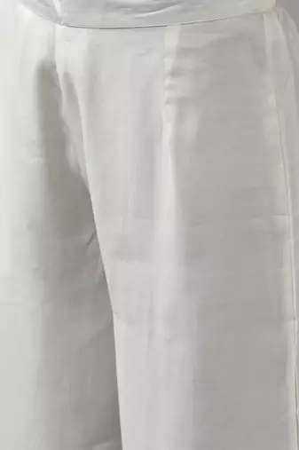 Women white yoke design regular kurta with palazzos & with dupatta