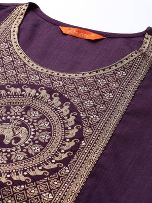 Women purple yoke design kurta with palazzos & with dupatta 3