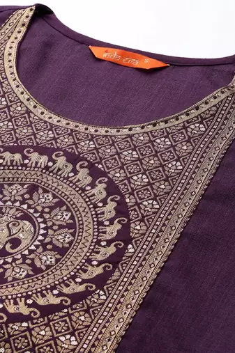 Women purple yoke design kurta with palazzos & with dupatta