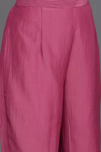 Floral embroidered thread work kurta with trousers & dupatta