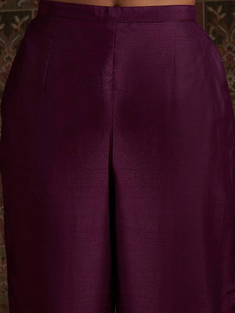 Yoke design embroidered regular kurta with trousers & with dupatta