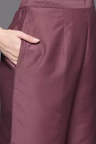 Embroidered regular sequinned kurta with trousers & dupatta