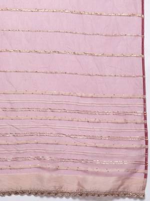 Embroidered sequinned kurta with trousers & dupatta 5