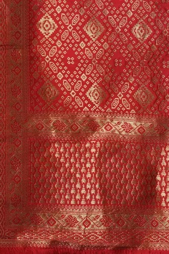 Ethnic motifs yoke design zari kurta & trousers with dupatta