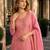Peach viscose lotus simmer semi stitched suit with jacquard work