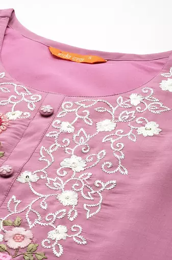 Women floral embroidered regular sequinned kurta with trousers & dupatta